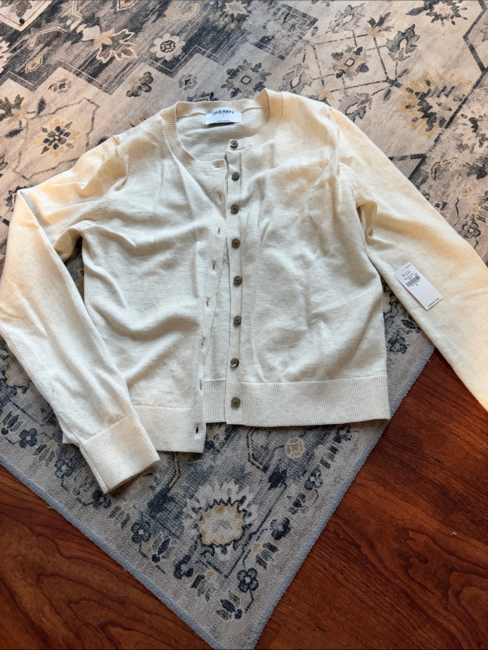 Old Navy Cream/Oatmeal Button-Front Cotton Blend Cardigan